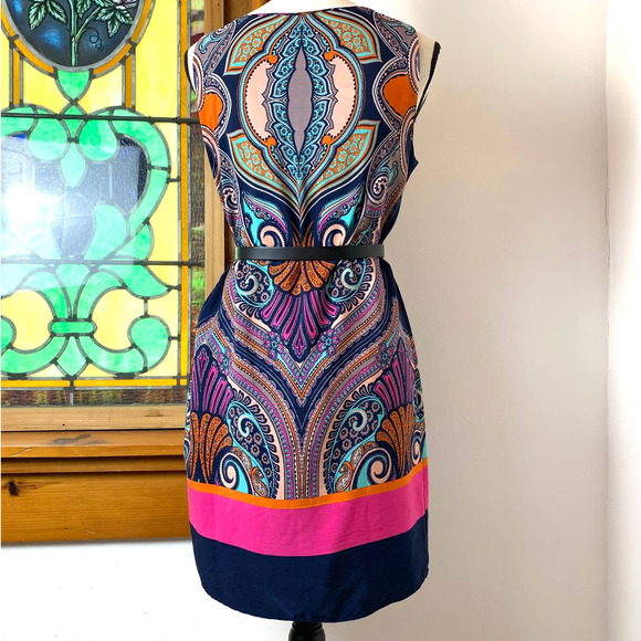 Vintage Psychedelic MOD Retro 60s Renneec. Midi Dress- S - Picture 2 of 10